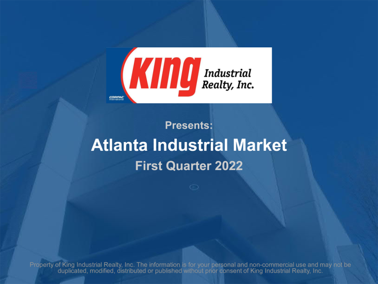 King Industrial Realty Publishes First Quarter ’22 Overview and Point